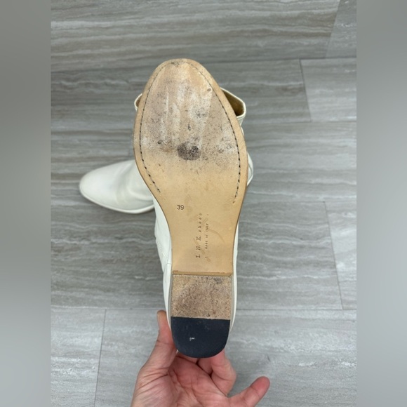 I.N.K. Block Heel Ankle Side Zip Cream Leather Boots EU 39 US  8 - Picture 9 of 12